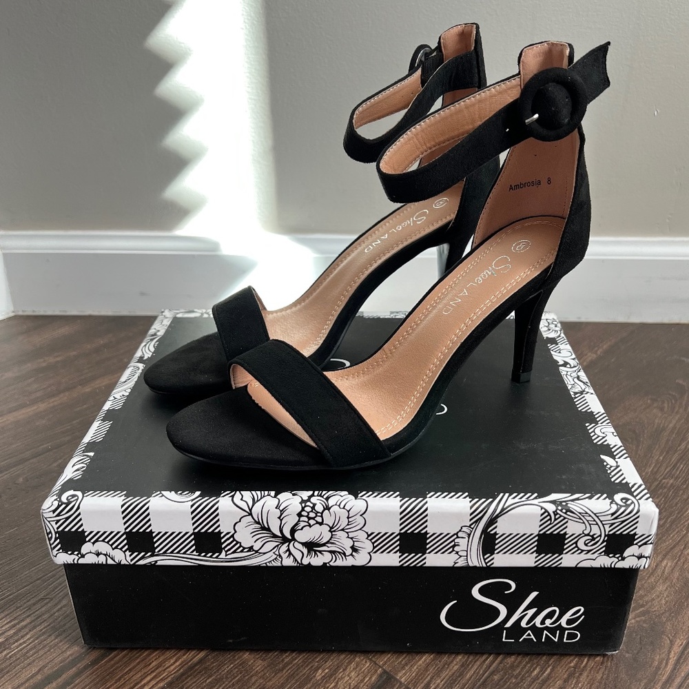 NWT Black Open Toe High Heels - 8 (with original box)